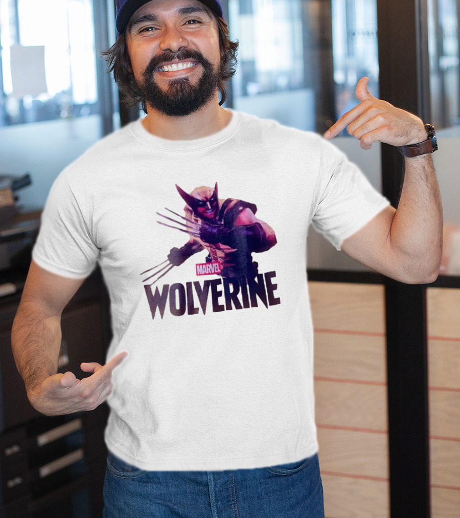 Marvel Wolverine Masked Superhero Claws Extended Purple Glow T-Shirt