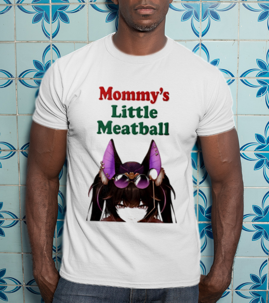 Mommy's Little Meatball Bat Vtuber Black Wings Purple Ears Playful T-Shirt