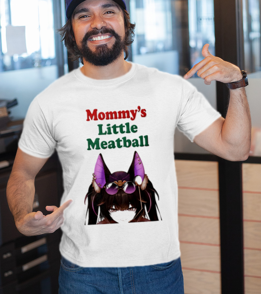 Mommy's Little Meatball Bat Vtuber Black Wings Purple Ears Playful T-Shirt