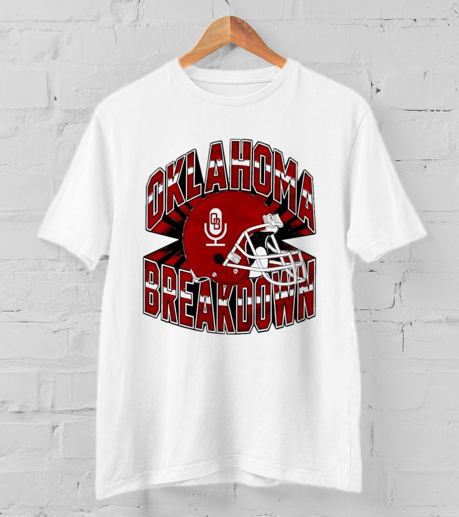 Oklahoma Breakdown Football Helmet OB Podcast T-Shirt