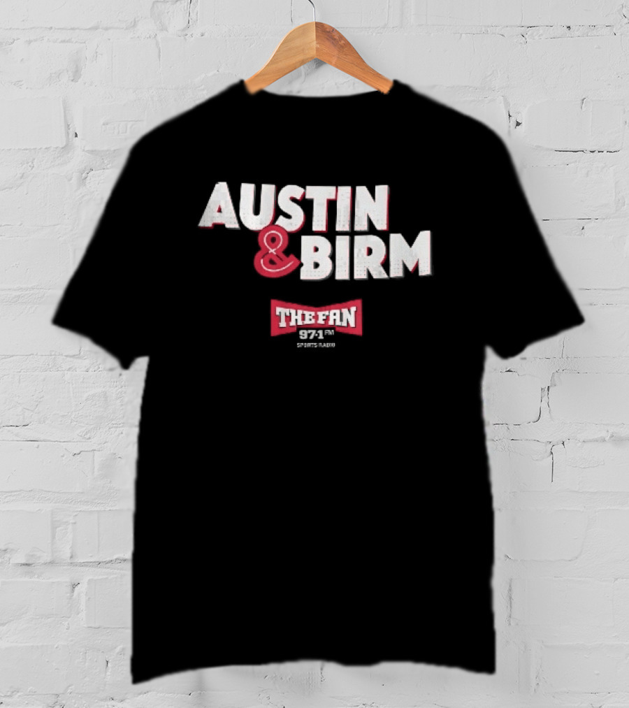 Austin Birm The Fan 97.1 Sports Radio Red Bowtie Block T-Shirt