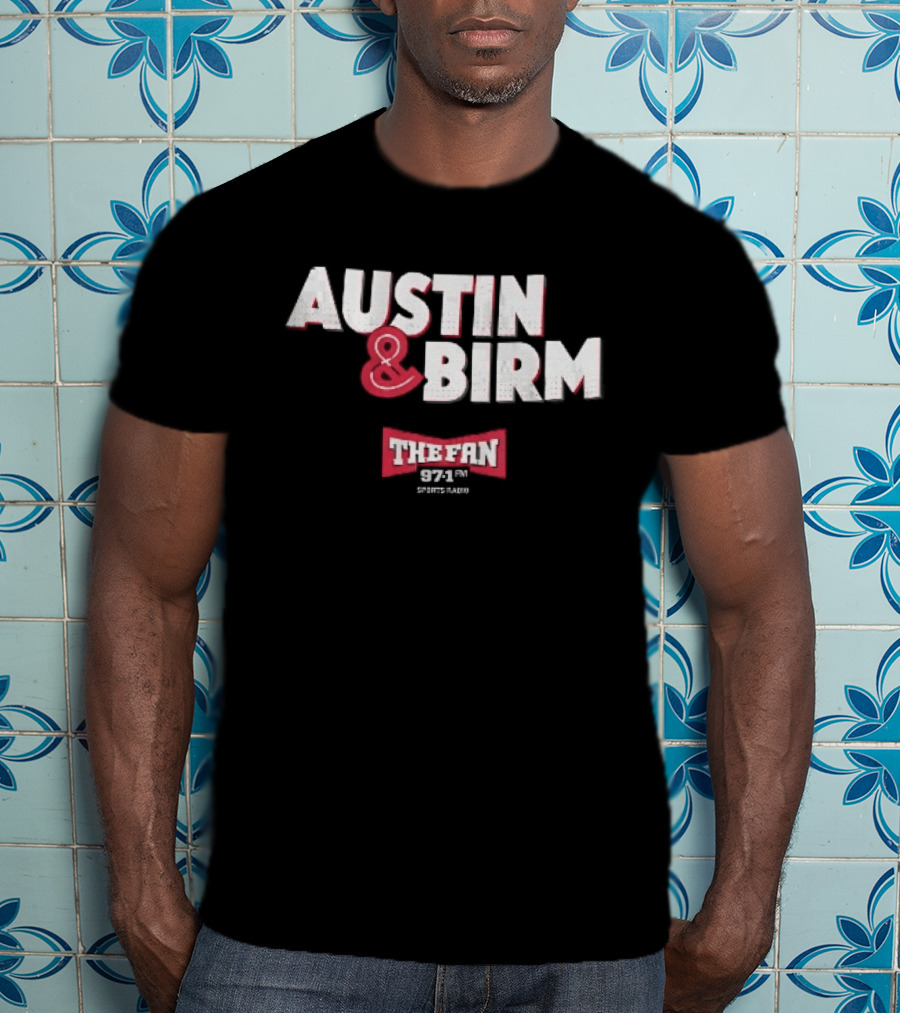 Austin Birm The Fan 97.1 Sports Radio Red Bowtie Block T-Shirt