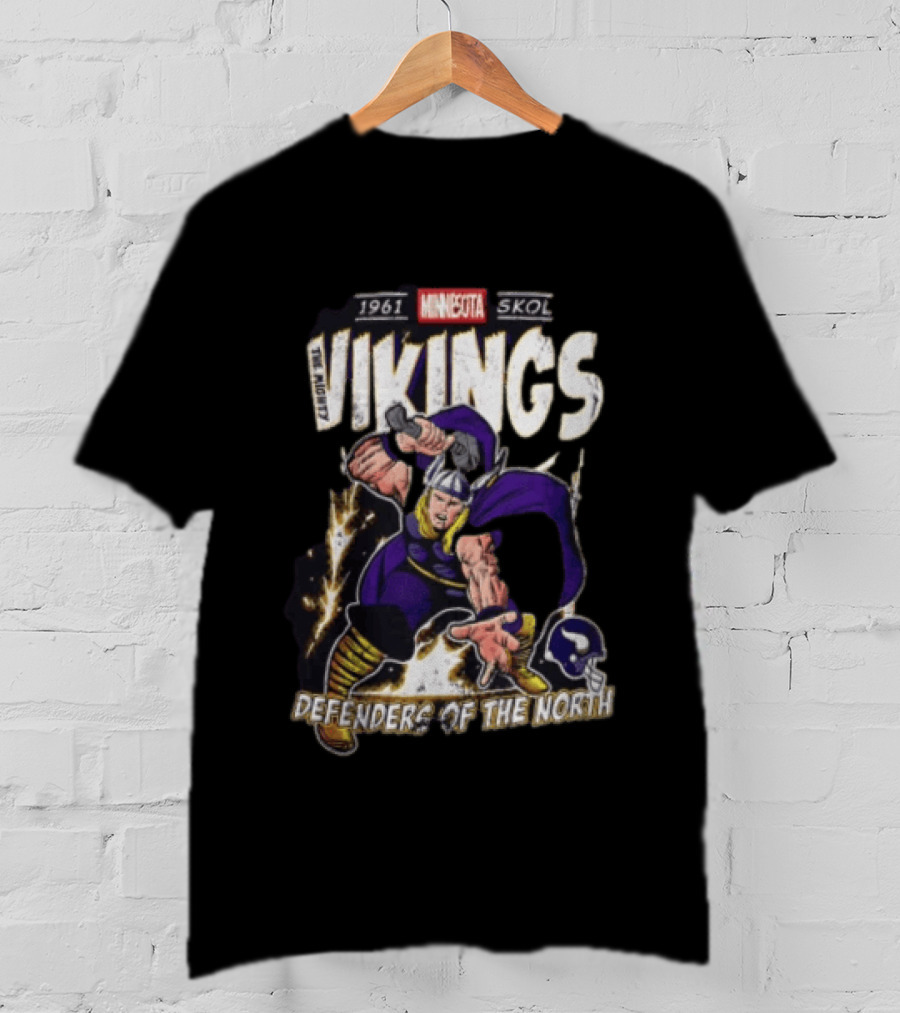 1961 Minnesota Vikings Skol The Mighty Vikings Defenders Of The North T-Shirt