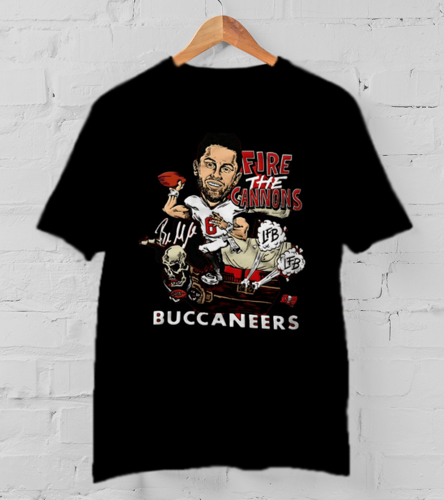 Baker Mayfield Tampa Bay Buccaneers Fire The Cannons LFB Skull Football Caricature T-Shirt