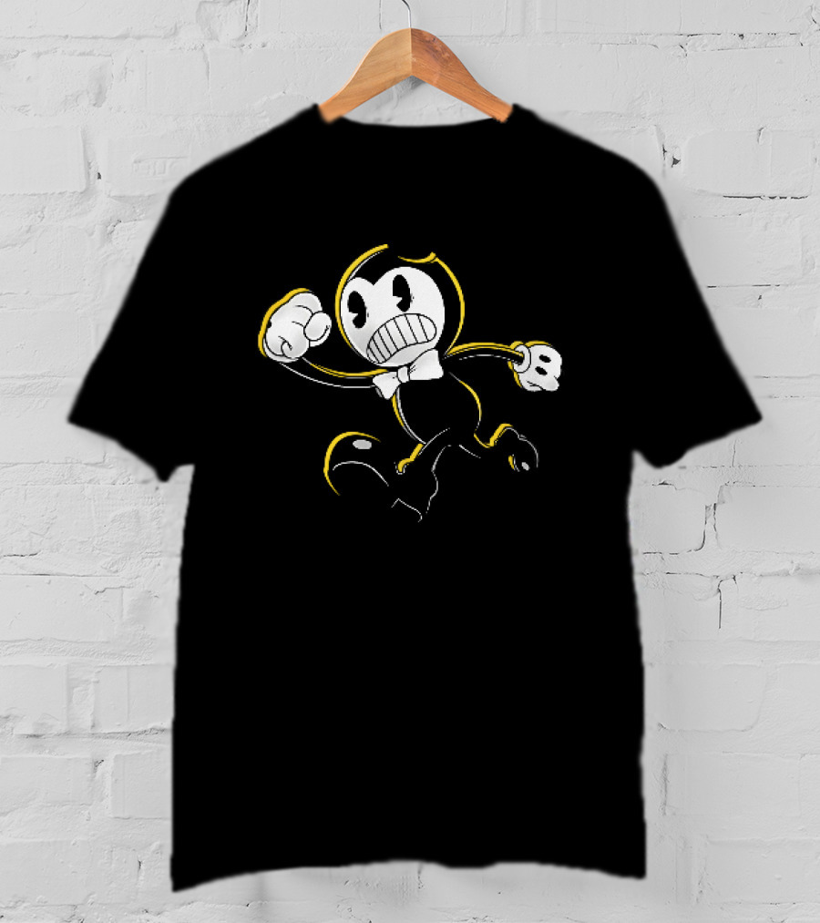 Bendy And The Ink Machine Iconic Cartoon Running With Bowtie T-Shirt