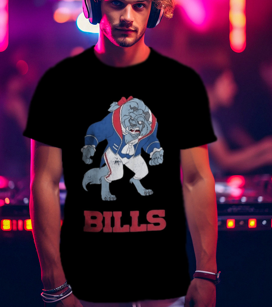 Buffalo Bills Distressed Cartoon Beast Snarling BILLS T-Shirt
