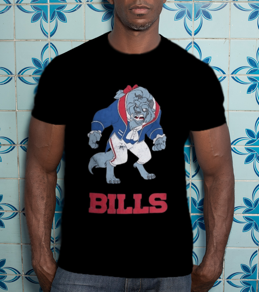 Buffalo Bills Distressed Cartoon Beast Snarling BILLS T-Shirt