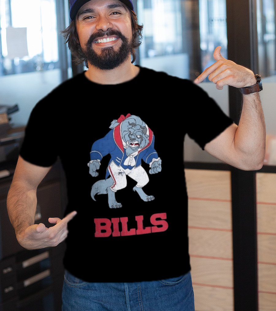 Buffalo Bills Distressed Cartoon Beast Snarling BILLS T-Shirt