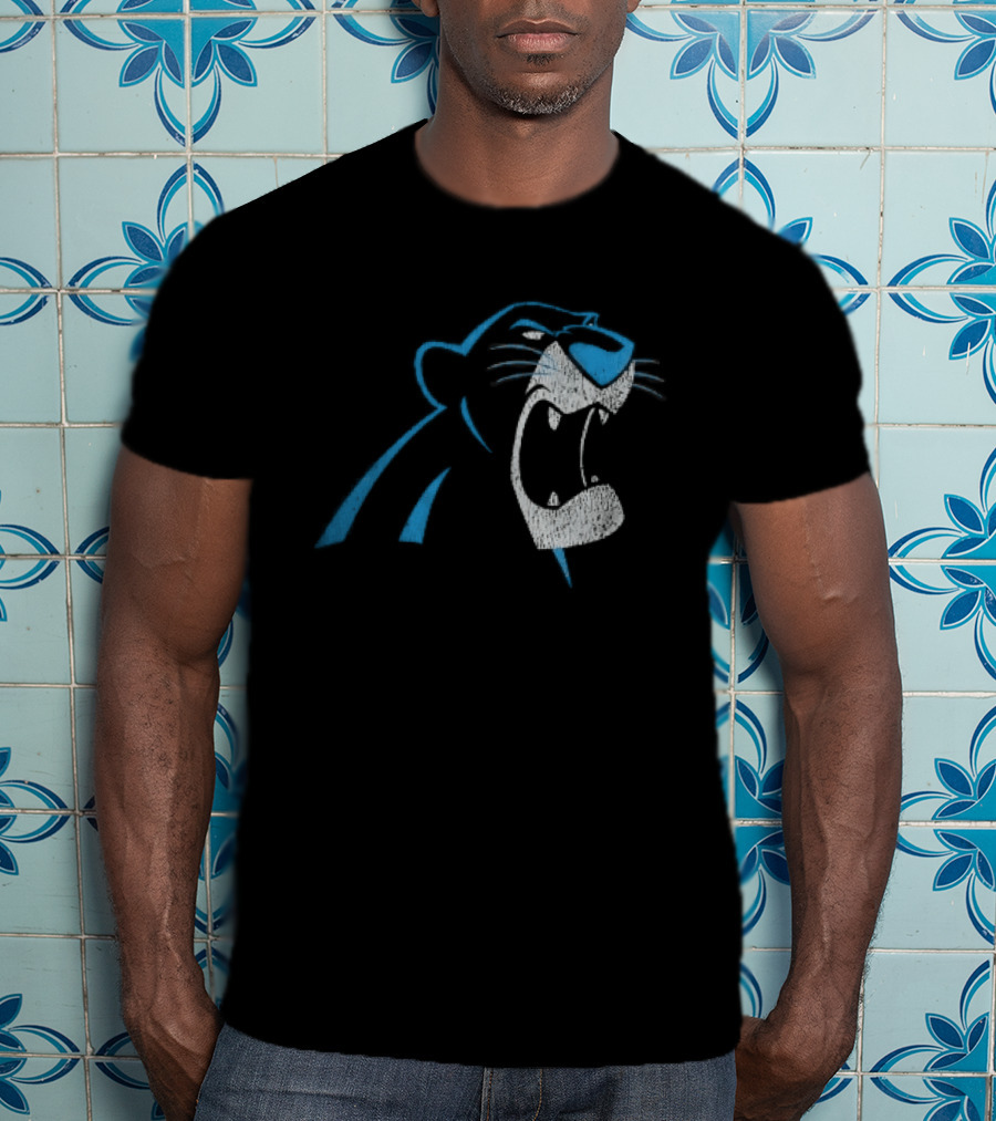 Carolina Panthers Distressed Snarling Panther NFL Team Spirit T-Shirt