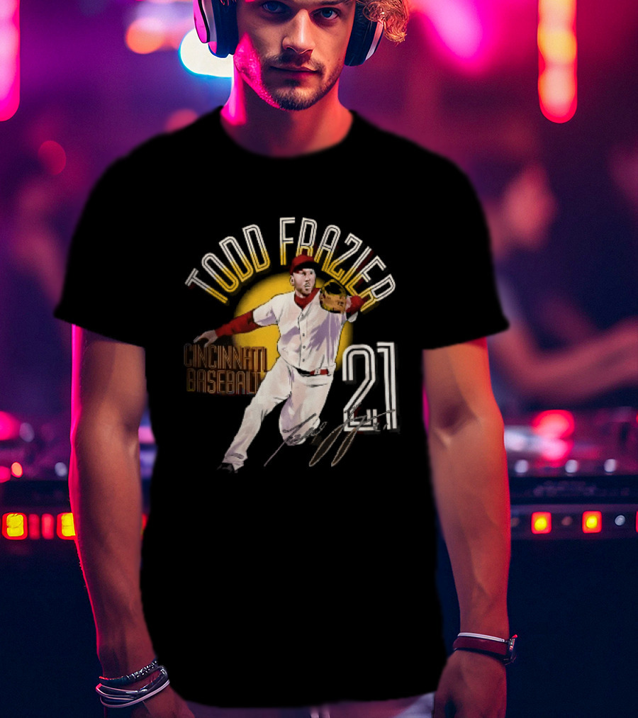 Todd Frazier Cincinnati Baseball 21 Fielding Yellow Sun T-Shirt