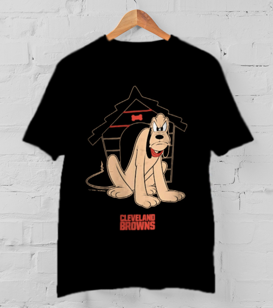 Cleveland Browns Angry Pluto Disney Cartoon Dog Doghouse T-Shirt