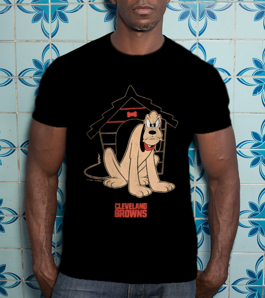 Cleveland Browns Angry Pluto Disney Cartoon Dog Doghouse T-Shirt