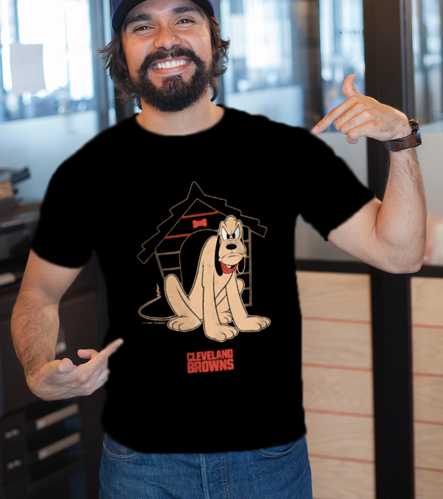 Cleveland Browns Angry Pluto Disney Cartoon Dog Doghouse T-Shirt