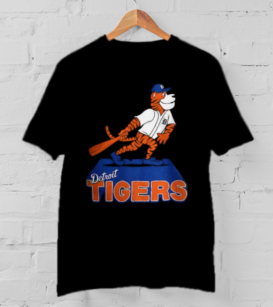 Detroit Tigers MLB Cartoon Player Swinging Bat T-Shirt