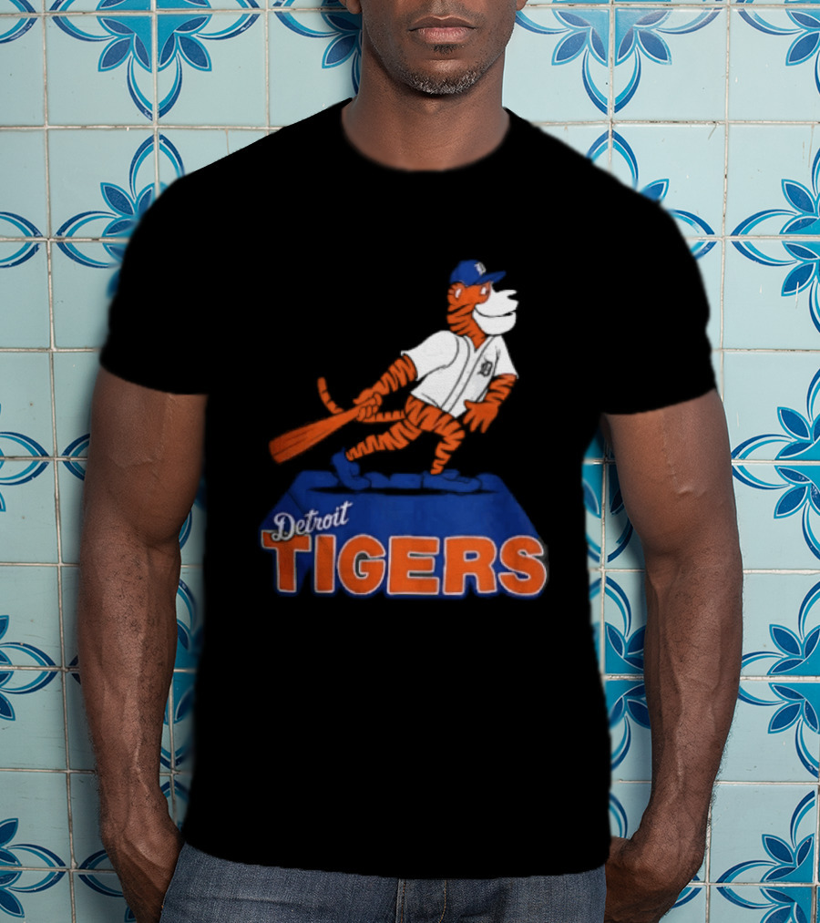 Detroit Tigers MLB Cartoon Player Swinging Bat T-Shirt