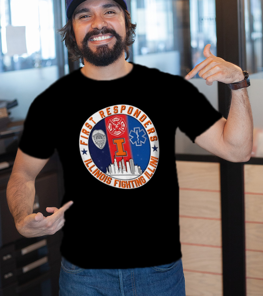 Illinois Fighting Illini First Responders 9.11 Never Forget T-Shirt