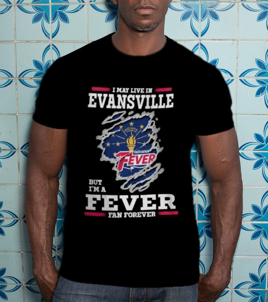 Indiana Fever WNBA Forever Ripped Fabric State Flag Evansville T-Shirt