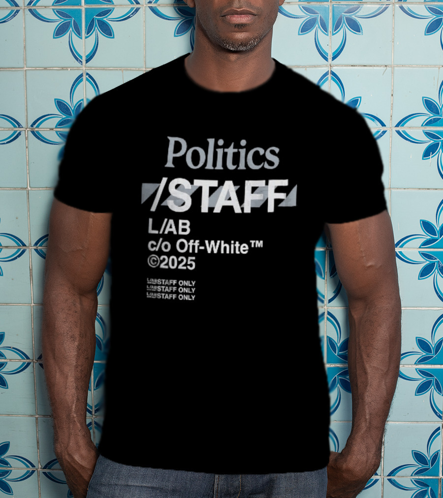 Politics Staff L Ab C O Off White 2025 Diagonal Stripes Only T-Shirt