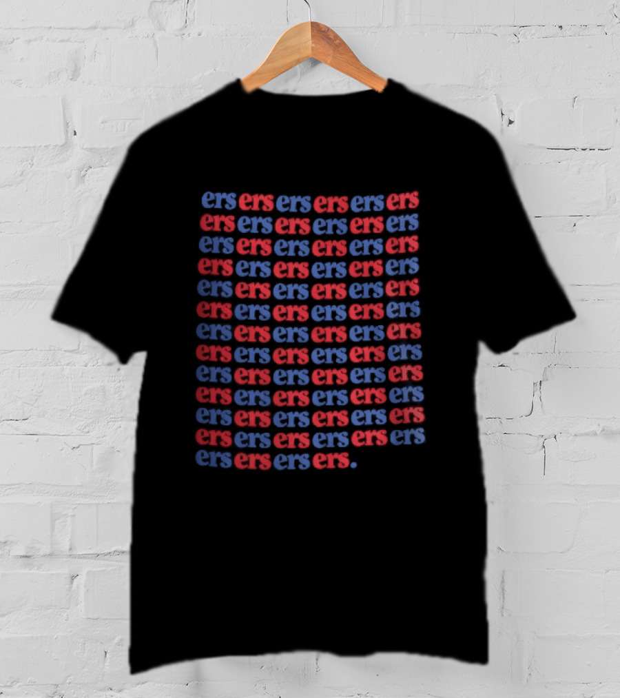 Ers Red Blue Repeating Font Grid T-Shirt