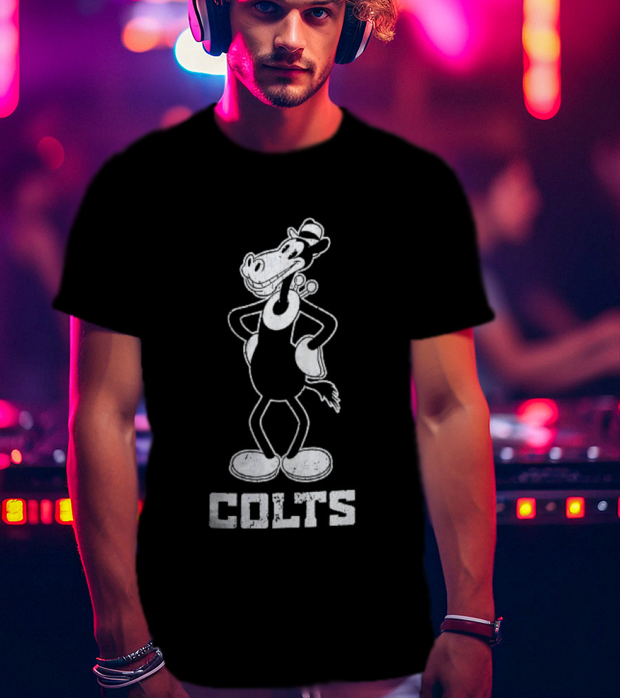 Indianapolis Colts Cartoon Horse With Hat T-Shirt