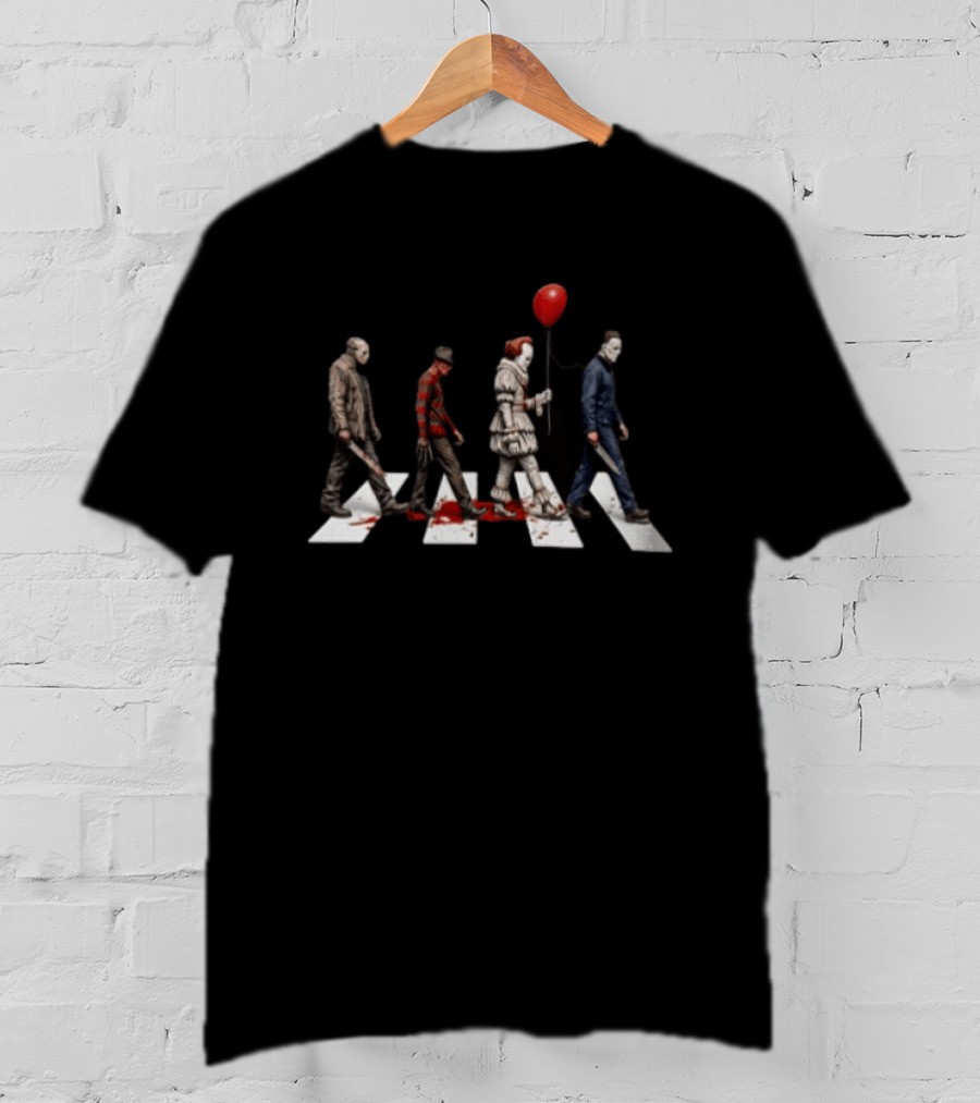 Abbey Road Horror Walk Jason Freddy Pennywise Michael Myers T-Shirt