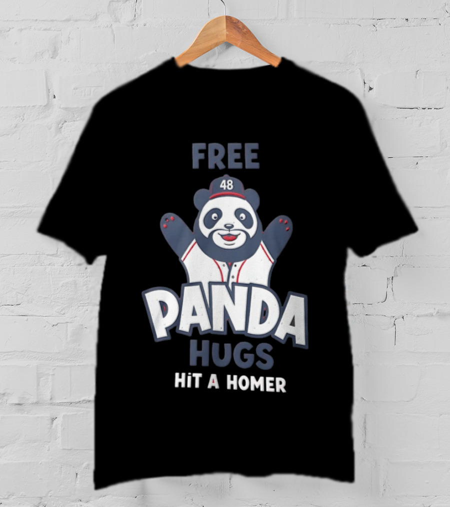 Free Panda Hugs Hit A Homer Baseball Number 48 T-Shirt