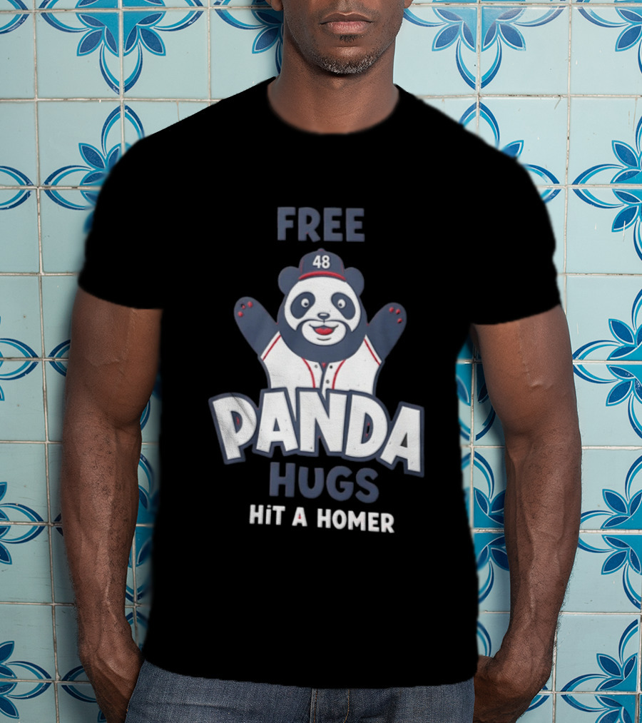 Free Panda Hugs Hit A Homer Baseball Number 48 T-Shirt