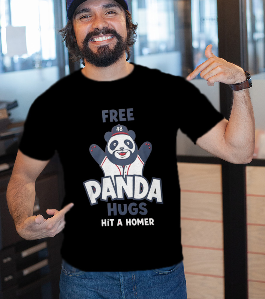 Free Panda Hugs Hit A Homer Baseball Number 48 T-Shirt