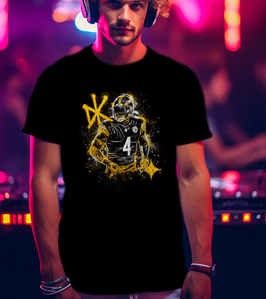 Pittsburgh Steelers Number 4 Player Graffiti T-Shirt