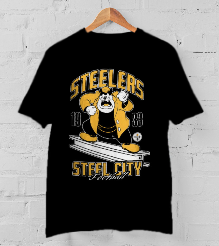 Pittsburgh Steelers 1933 Steel City Football Cartoon Beam T-Shirt