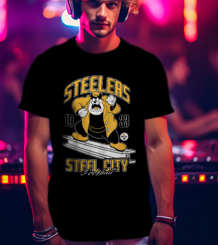 Pittsburgh Steelers 1933 Steel City Football Cartoon Beam T-Shirt