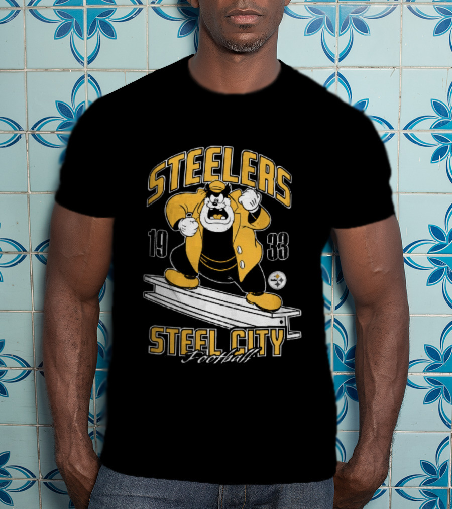 Pittsburgh Steelers 1933 Steel City Football Cartoon Beam T-Shirt