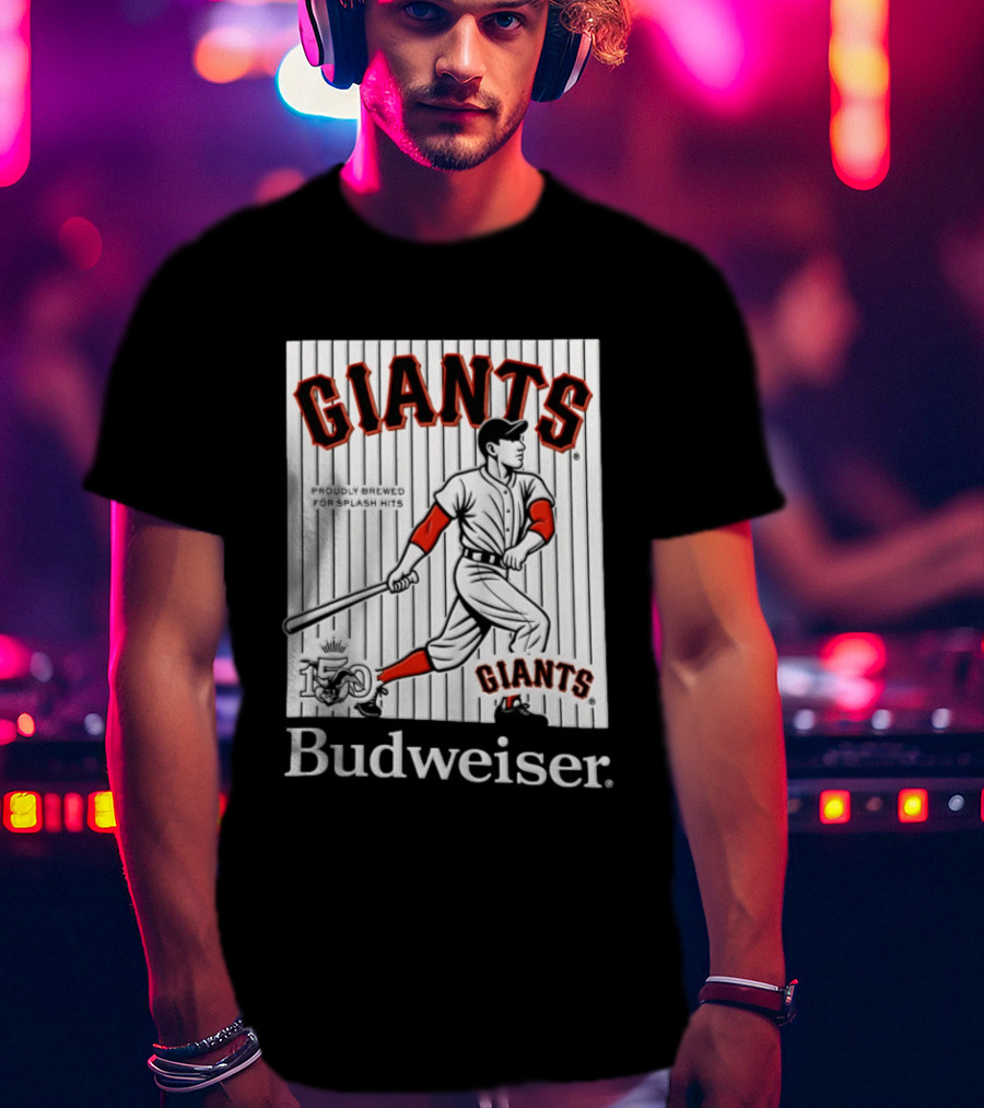 San Francisco Giants 150 Years Budweiser Splash Hits Baseball T-Shirt