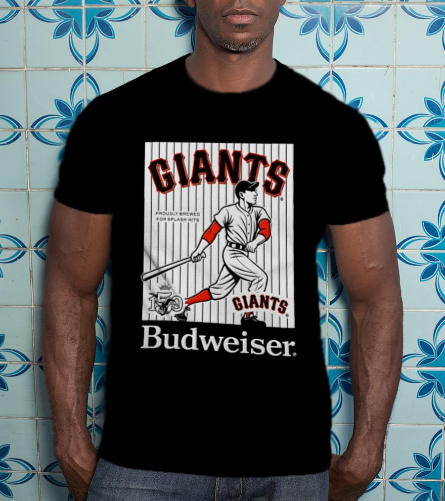 San Francisco Giants 150 Years Budweiser Splash Hits Baseball T-Shirt