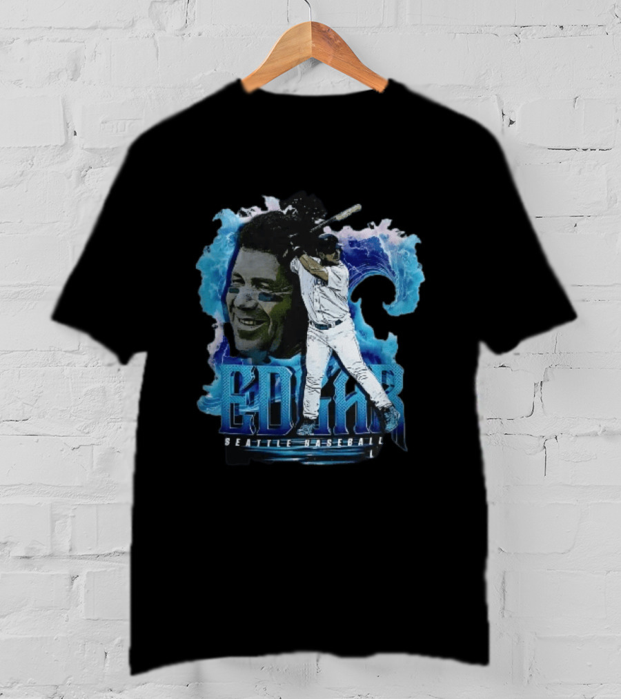 Edgar Seattle Baseball Batter Swinging Water Splash Bootleg T-Shirt