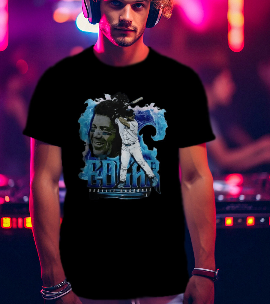 Edgar Seattle Baseball Batter Swinging Water Splash Bootleg T-Shirt
