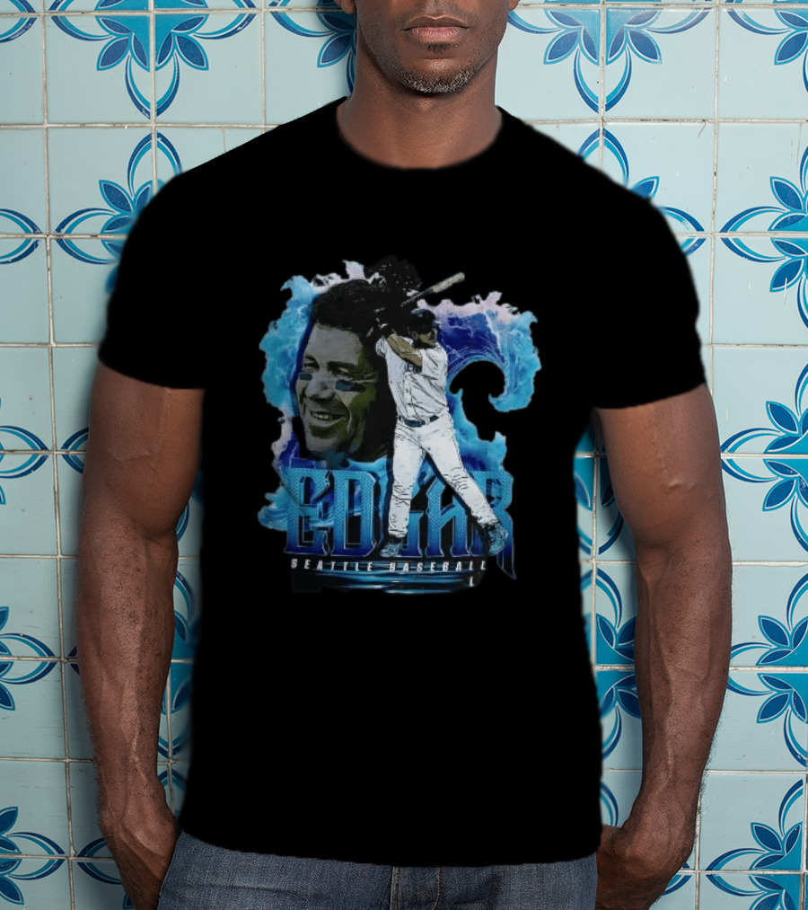 Edgar Seattle Baseball Batter Swinging Water Splash Bootleg T-Shirt