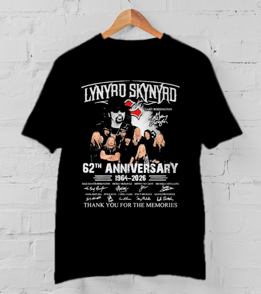 Lynyrd Skynyrd 62th Anniversary 1964 2026 Signatures Thank You For The Memories T-Shirt