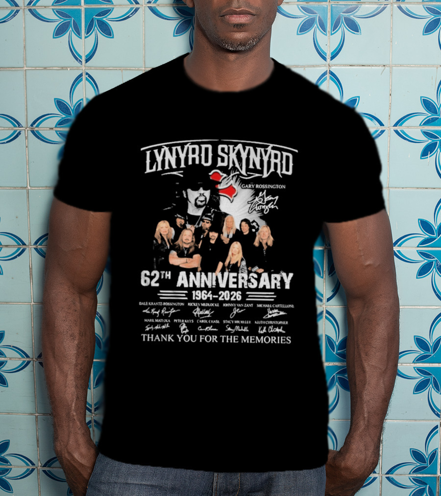 Lynyrd Skynyrd 62th Anniversary 1964 2026 Signatures Thank You For The Memories T-Shirt