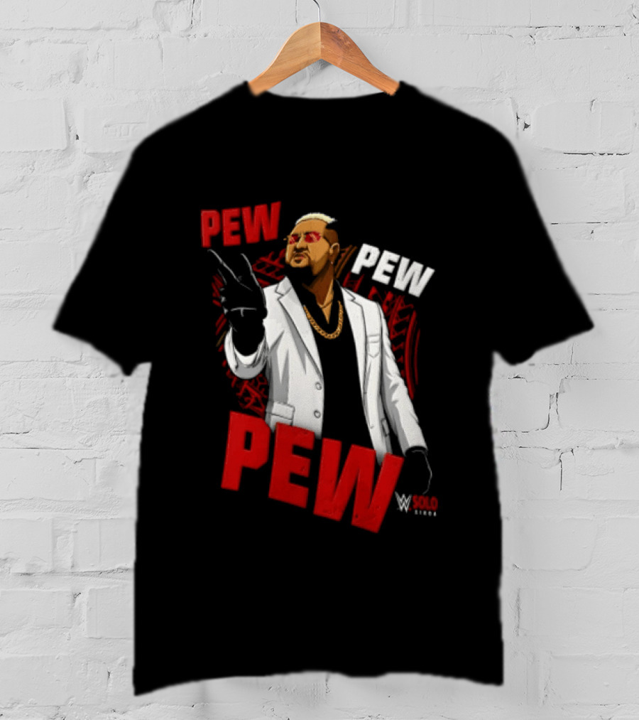 Solo Sikoa Pew Pew WWE Finger Guns White Suit Red Glasses T-Shirt