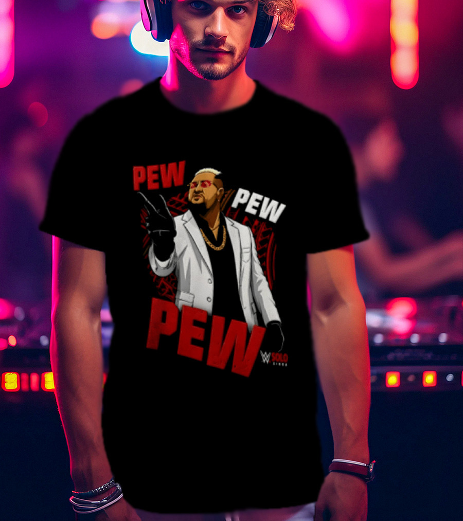Solo Sikoa Pew Pew WWE Finger Guns White Suit Red Glasses T-Shirt