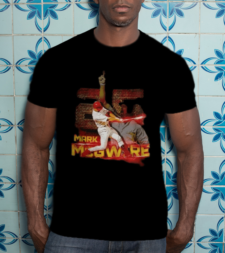 Mark McGwire Baseball Dynamic Red Lightning Swing T-Shirt