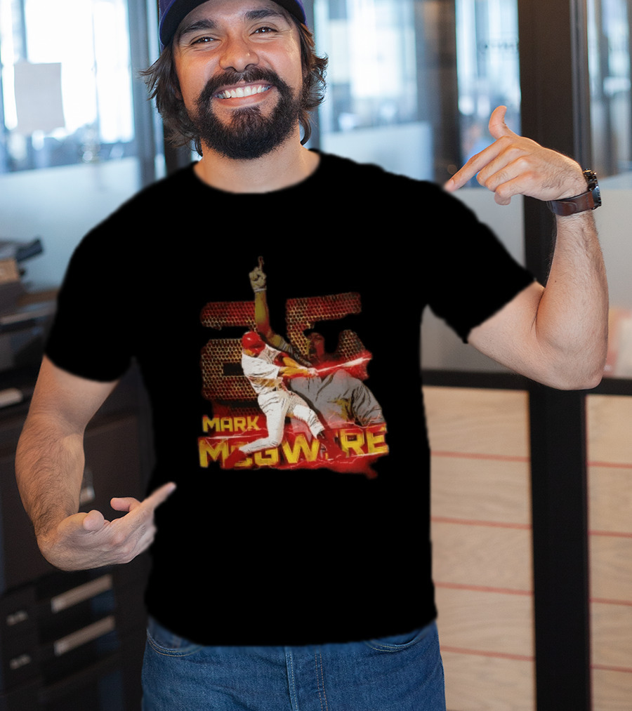Mark McGwire Baseball Dynamic Red Lightning Swing T-Shirt