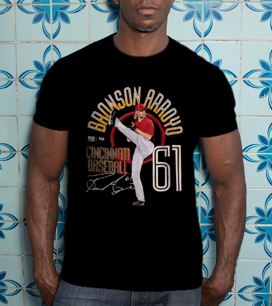 Cincinnati Baseball Bronson Arroyo 61 High Leg Kick T-Shirt