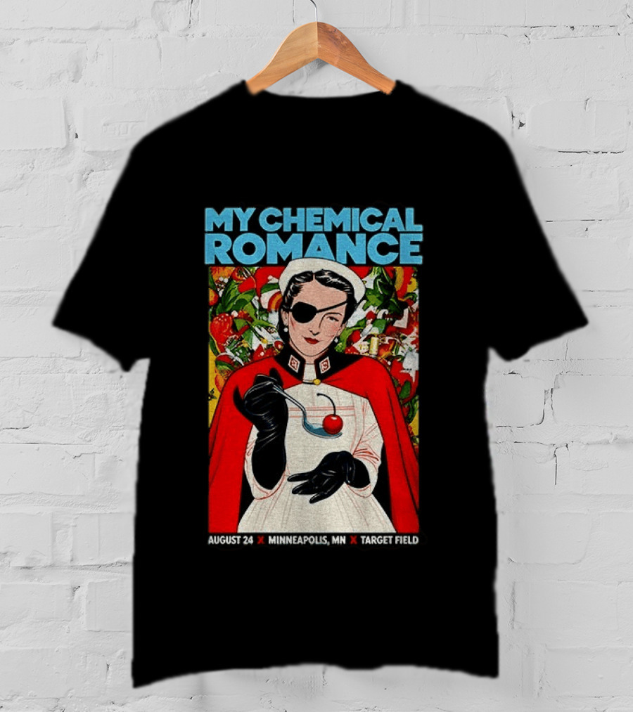 My Chemical Romance Nurse Eye Patch Cherry August 24 Minneapolis Target Field T-Shirt