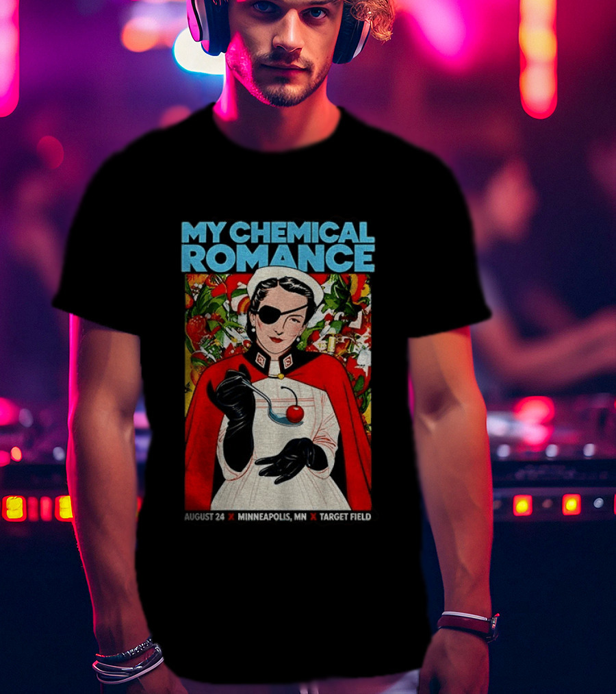 My Chemical Romance Nurse Eye Patch Cherry August 24 Minneapolis Target Field T-Shirt