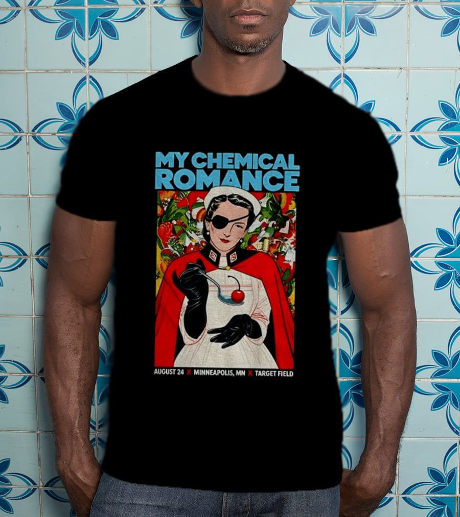 My Chemical Romance Nurse Eye Patch Cherry August 24 Minneapolis Target Field T-Shirt