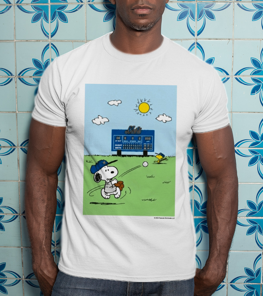 2026 Mets Snoopy Woodstock Baseball Game Scoreboard T-Shirt