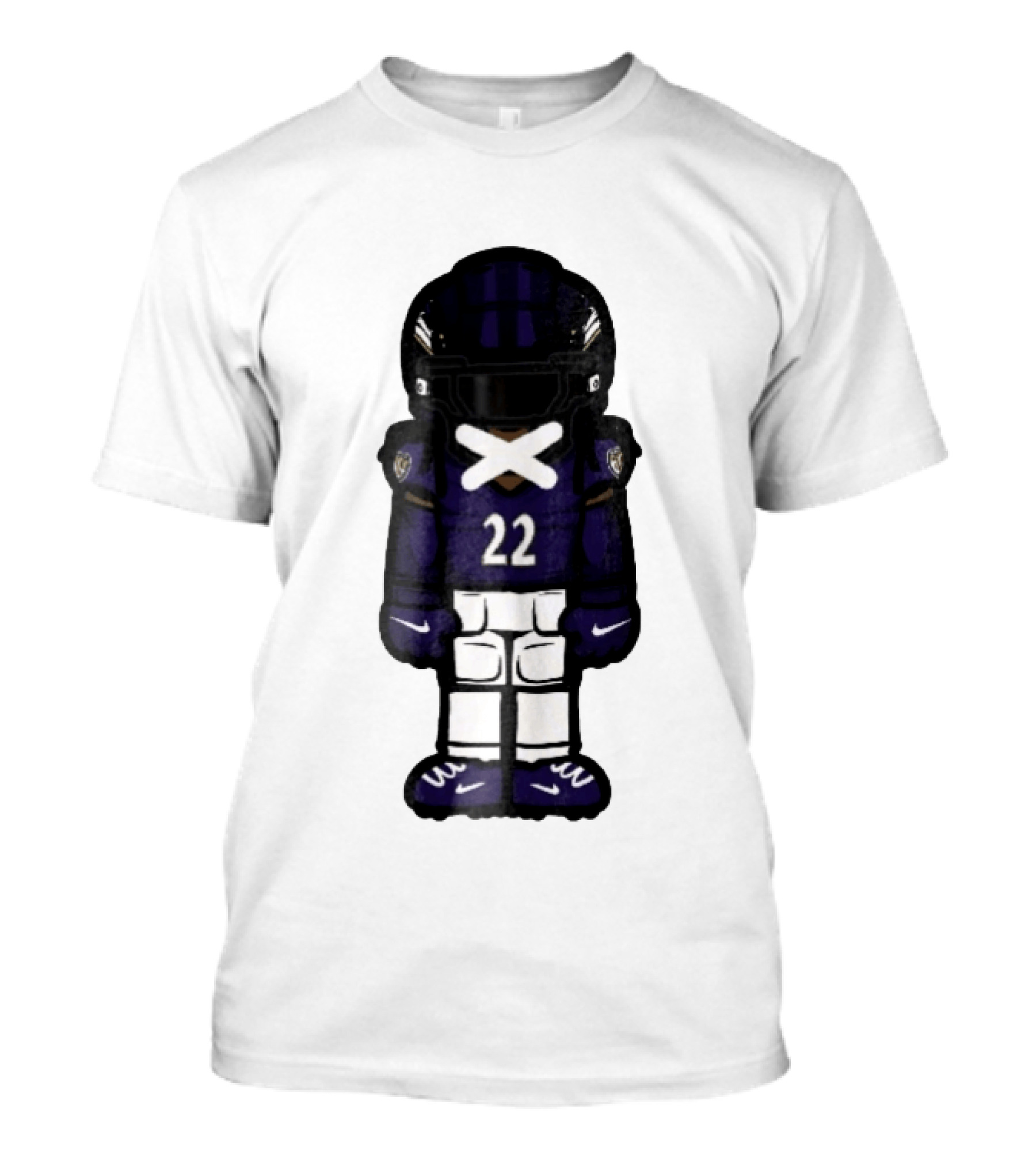 Baltimore Ravens Number 22 Cartoon Character Purple Uniform Football Player T-Shirt