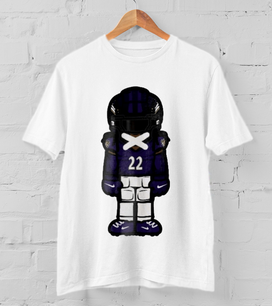 Baltimore Ravens Number 22 Cartoon Character Purple Uniform Football Player T-Shirt